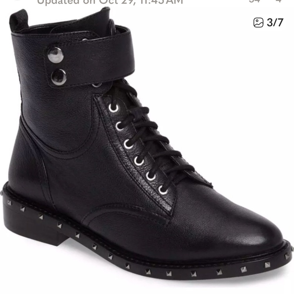 Vince Camuto Talorini Moto Combat Boots Genuine Leather Booties
